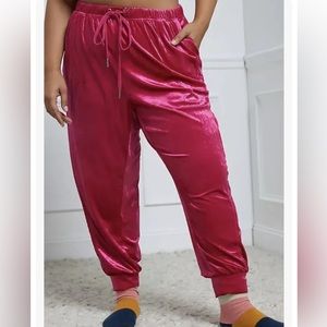 Anthropologie Rosie Velour Velvet Jogger Lounge Pant Vivid Pink Plus Size 3X